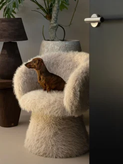 Retro Stuhl Loungechair Hermes Faux-Fur Beige-PTMD New