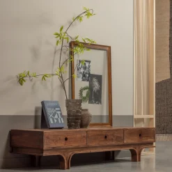 Retro TV-Board Lowboard Staes Mangoholz 3 Schubalden 180-WOOOD Outlet