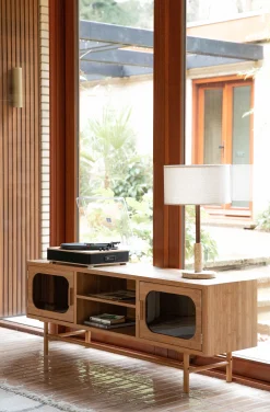 Retro TV-Board Sideboard Caroun Bambus Rauchglas-DutchBone Clearance