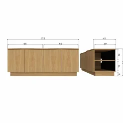 Retro TV-Board Sideboard Zuma 133 cm Eichenfurnier-WOOOD