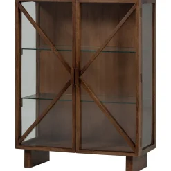 Retro Vitrine Kella Mangolzholz breit Braun-WOOOD Best