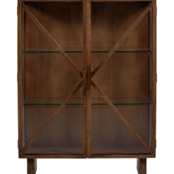 Retro Vitrine Kella Mangolzholz breit Braun-WOOOD Best