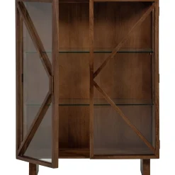 Retro Vitrine Kella Mangolzholz breit Braun-WOOOD Best