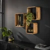 Retro Wandregal 3er Set Curvy Cubes Akazienholz-Vintagehaus Clearance