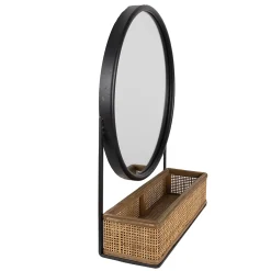 Retro Wandspiegel Industrial Round mit Rattan-Korb-Vintagehaus Accessoires Discount