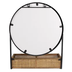 Retro Wandspiegel Industrial Round mit Rattan-Korb-Vintagehaus Accessoires Discount
