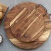 Schneidebrett Servierbrett Tapasbrett Laon Rund aus beständigem Akazienholz Geölt-Chic Antique Online