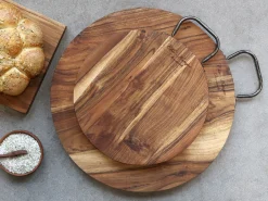 Schneidebrett Servierbrett Tapasbrett Laon Rund aus beständigem Akazienholz Geölt-Chic Antique Online