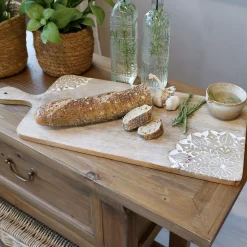 Schneidebrett Servierbrett Tapasbrett Tours Blume aus beständigem Akazienholz Geölt-Chic Antique Sale
