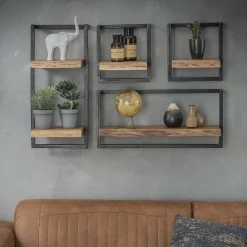 Set Wandregal Akazie Baumkante Edge Metall Klein-Vintagehaus Hot