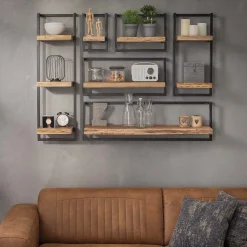 Set Wandregal Akazie Baumkante Edge Metall Groß-Vintagehaus Sale