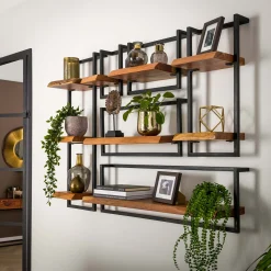 Set Wandregal Akazie Baumkante Edge Metall Groß-Vintagehaus Sale