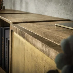 Sideboard Brass für die Wand 2türig Mangoholz Messingbeschläge-Vintagehaus