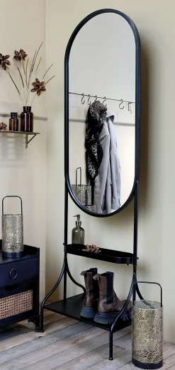 Spiegel Gardo Vintage Antik-Schwarz Metall mit Ablage-Vintagehaus Clearance