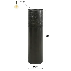 Stehlampe Industrial Zylinder Schwarz Nickel in drei Größen-Vintagehaus Lampen Best