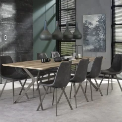 Stuhl Esszimmerstuhl Zig Zag Industrial Lederlook Anthrazit-Vintagehaus Sale