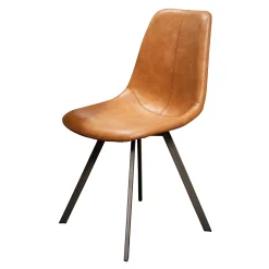 Stuhl Esszimmerstuhl Zig Zag Industrial Lederlook Cognac-Vintagehaus New