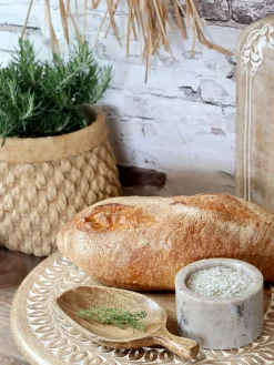 Tapasplatte Serviertablett Tours drehbar Mangoholz und Schnitzereien-Chic Antique