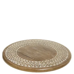 Tapasplatte Serviertablett Tours drehbar Mangoholz und Schnitzereien-Chic Antique