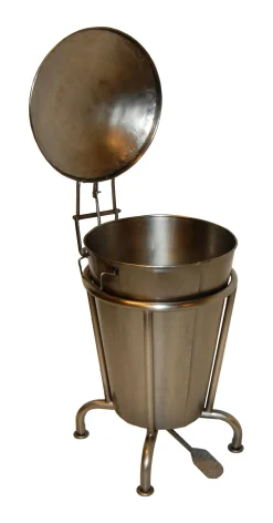 Treteimer Vintage Abfalleimer Industrial Silber Groß Poliert-Vintagehaus Accessoires Best