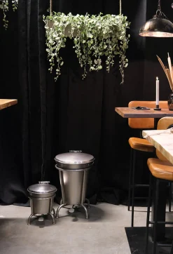 Treteimer Vintage Abfalleimer Industrial Silber Groß Poliert-Vintagehaus Accessoires Best