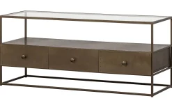 TV-Board Sideboard Depart Industrial Metall Gold Glas 115-BePureHome Clearance
