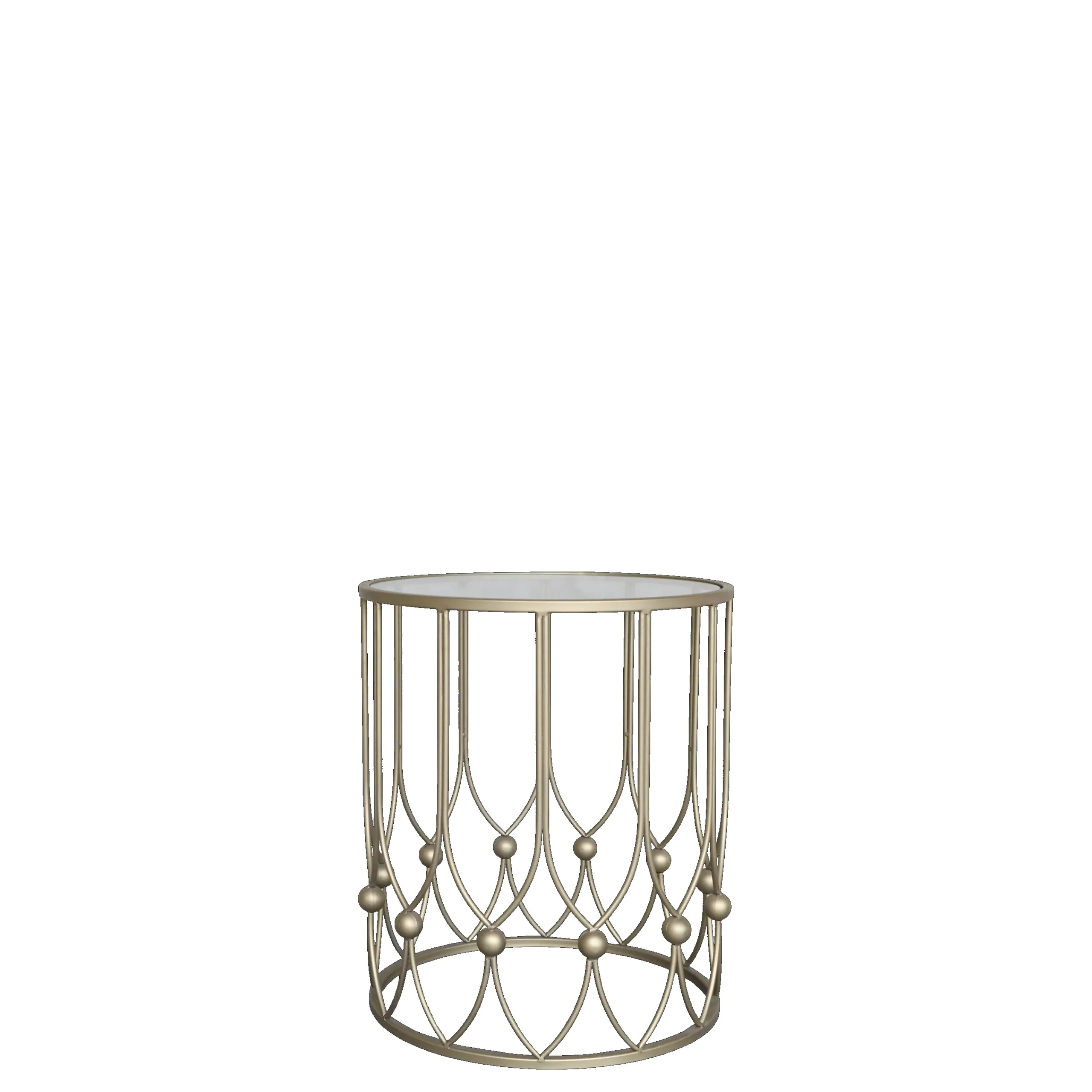 Vintage Beistelltisch Couchtisch Camille Gold Metall Glasplatte Klein-Chic Antique