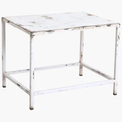 Vintage Beistelltisch Outdoortisch White Iron Metall-Raw Materials Outlet