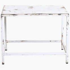 Vintage Beistelltisch Outdoortisch White Iron Metall-Raw Materials Outlet