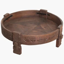 Vintage Couchtisch Grinding Bowl Holz Indien Alt-Raw Materials Sale