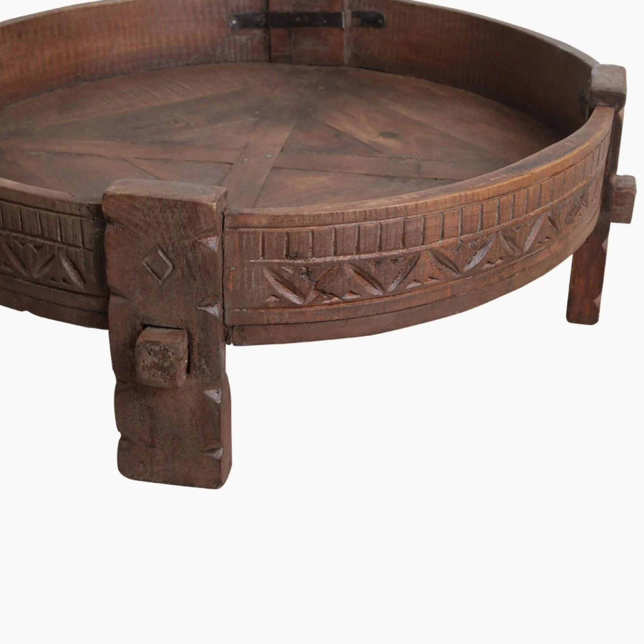 Vintage Couchtisch Grinding Bowl Holz Indien Alt-Raw Materials Sale