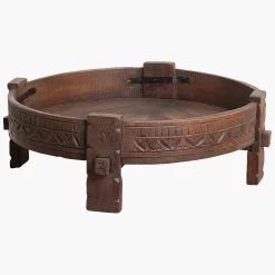Vintage Couchtisch Grinding Bowl Holz Indien Alt-Raw Materials Sale