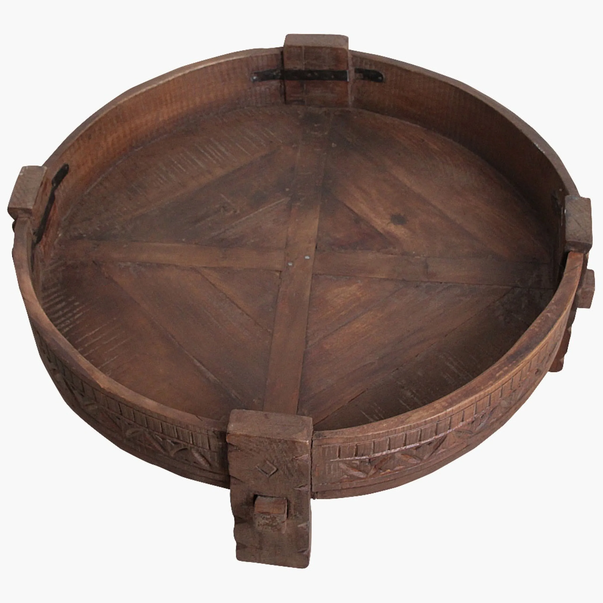 Vintage Couchtisch Grinding Bowl Holz Indien Alt-Raw Materials Sale