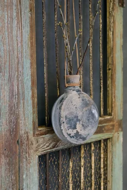 Vintage Deko Tonflasche mit Lederband-Vintagehaus Best