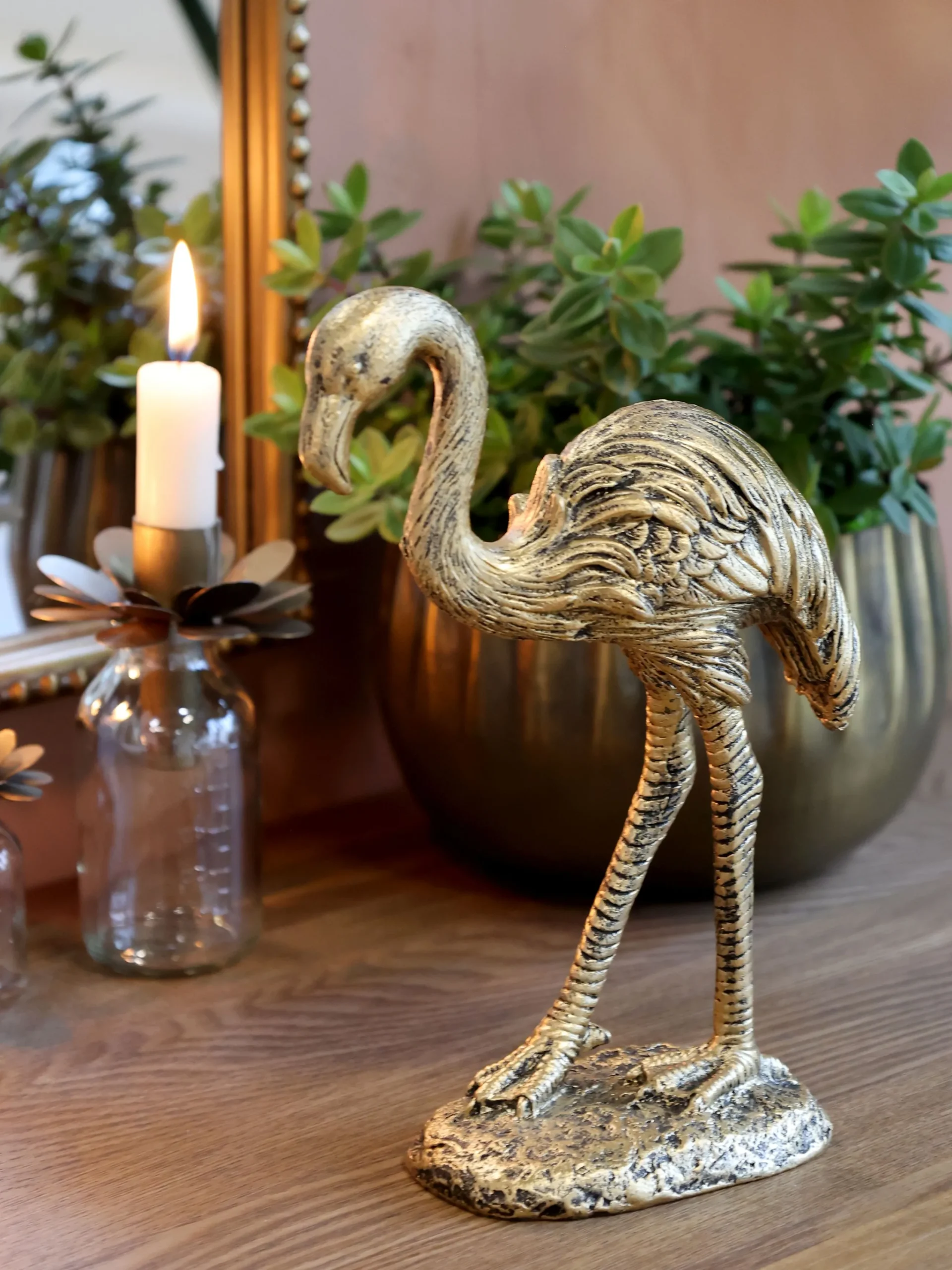 Vintage Dekofigur Flamingo Antik-Gold-Chic Antique Clearance