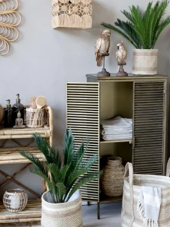 Vintage Dekofigur Papagei auf Ständer in Antik-Messing-Chic Antique