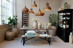 Vintage Hängelampe Chateau Rattangeflecht Mangoholz-Chic Antique Outlet