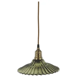 Vintage Hängelampe Jardin Glas Messingfassung Modell 3 Grün-Chic Antique New