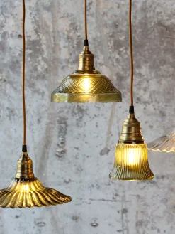 Vintage Hängelampe Jardin Glas Messingfassung Modell 1 Grün-Chic Antique