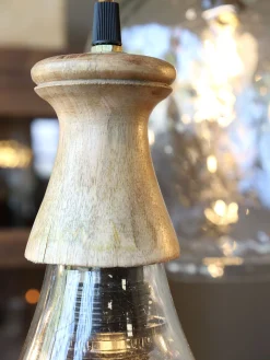 Vintage Hängelampe Maison De Campagne Glas Mangoholz Tropfen-Chic Antique Hot