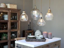 Vintage Hängelampe Maison De Campagne Glas Mangoholz Tropfen-Chic Antique Hot