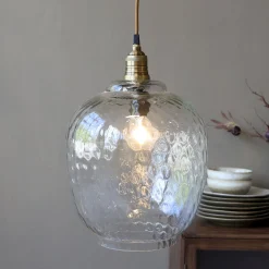 Vintage Hängelampe Maison De Campagne Glas Mangoholz Oval-Chic Antique Best