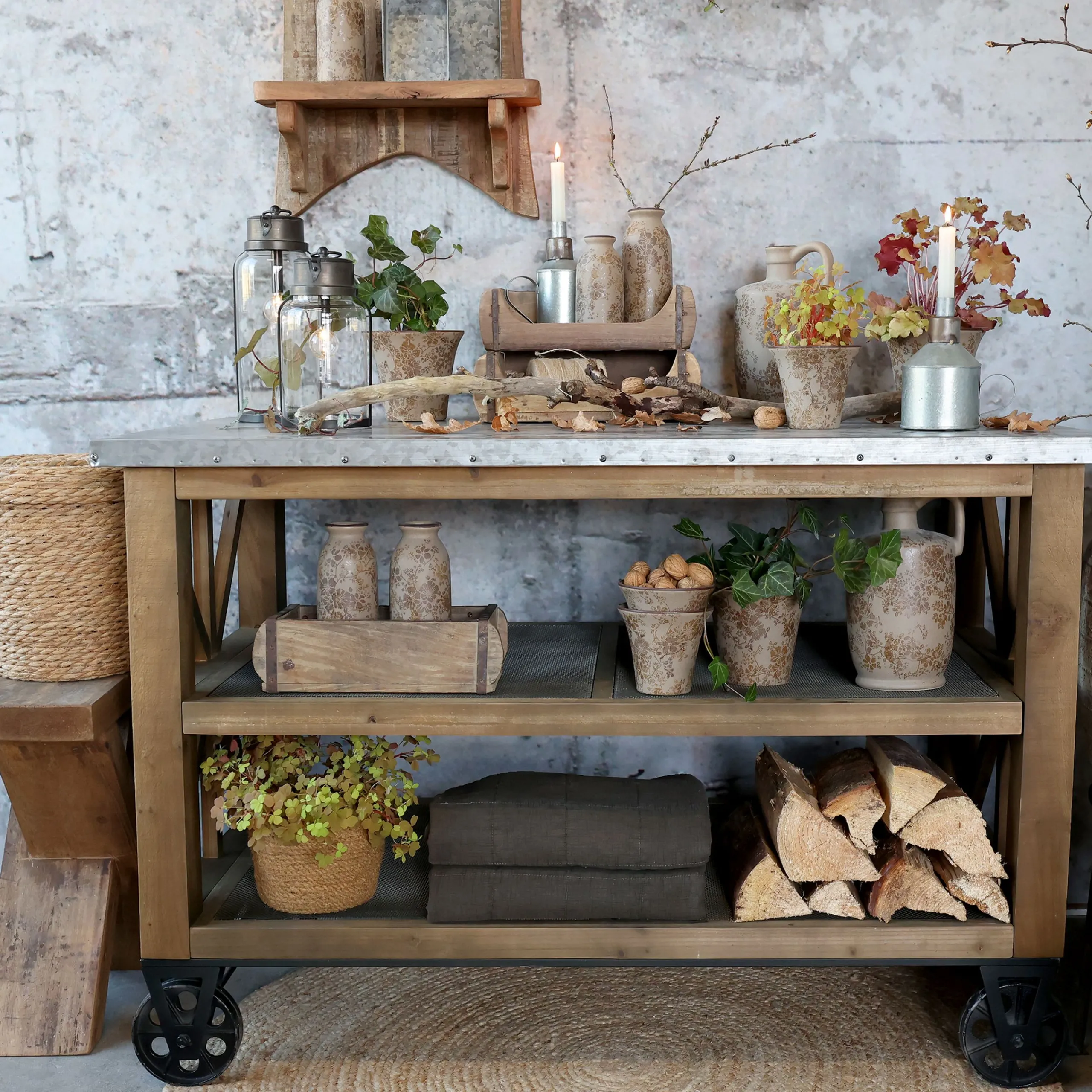 Vintage Kücheninsel Anrichte Gaspard Holz Zinkplatte-Chic Antique Hot