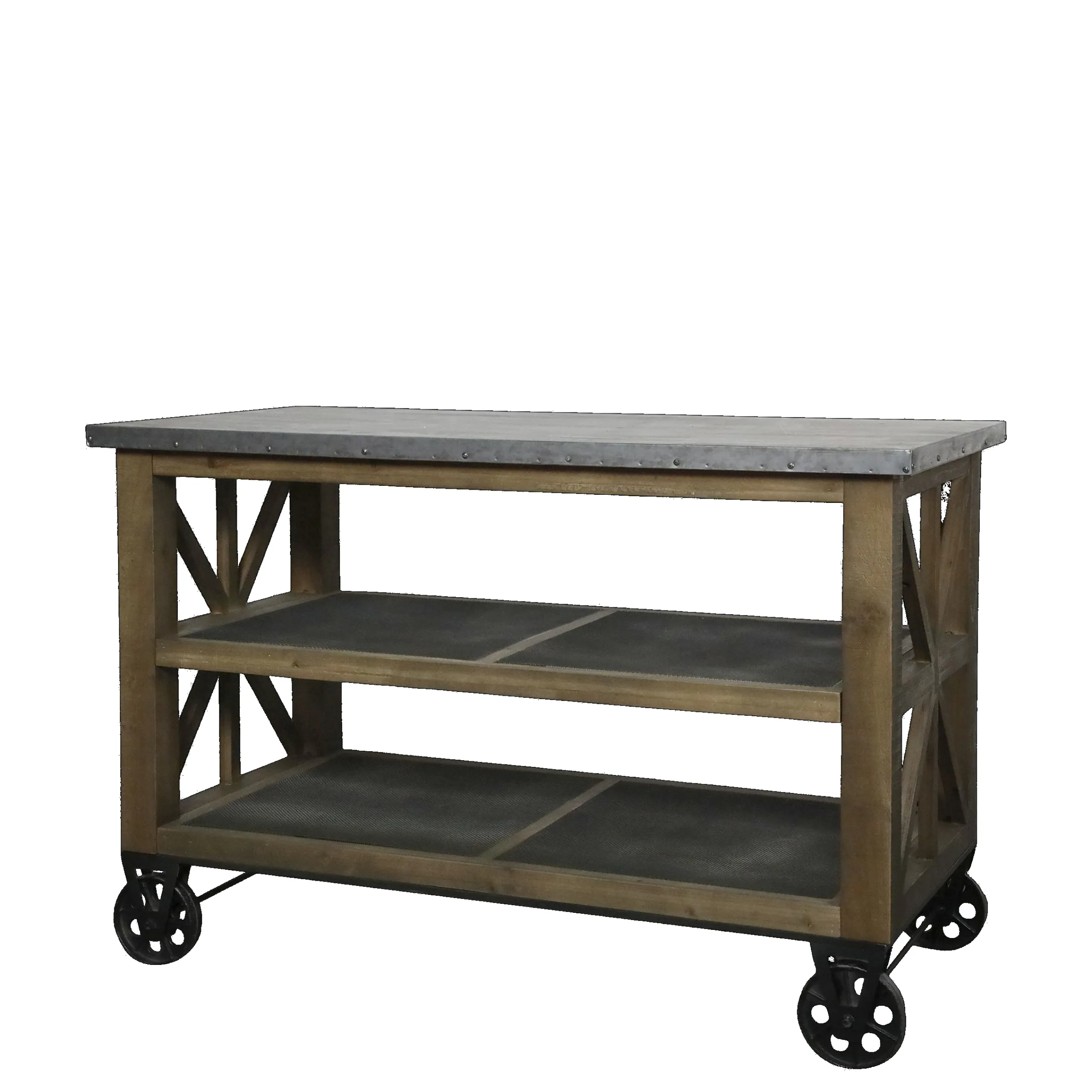 Vintage Kücheninsel Anrichte Gaspard Holz Zinkplatte-Chic Antique Hot