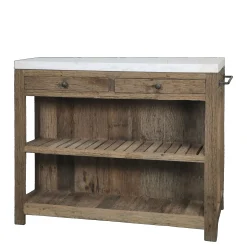 Vintage Kücheninsel Anrichtetisch Grimaud recyceltes Holz und Marmorplatte-Chic Antique Online