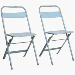 Vintage Klappstuhl Easy Balkonstuhl Esszimmerstuhl Hellblau Outdoor-Raw Materials New