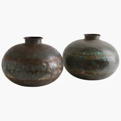 Vintage Metall Vase Antik Deko Vase Nieten-Vintagehaus Accessoires Online