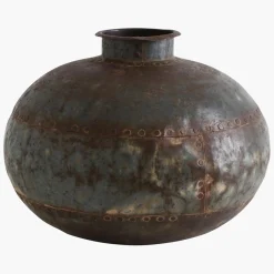 Vintage Metall Vase Antik Deko Vase Nieten-Vintagehaus Accessoires Online