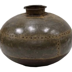 Vintage Metall Vase Antik Deko Vase Nieten-Vintagehaus Accessoires Online