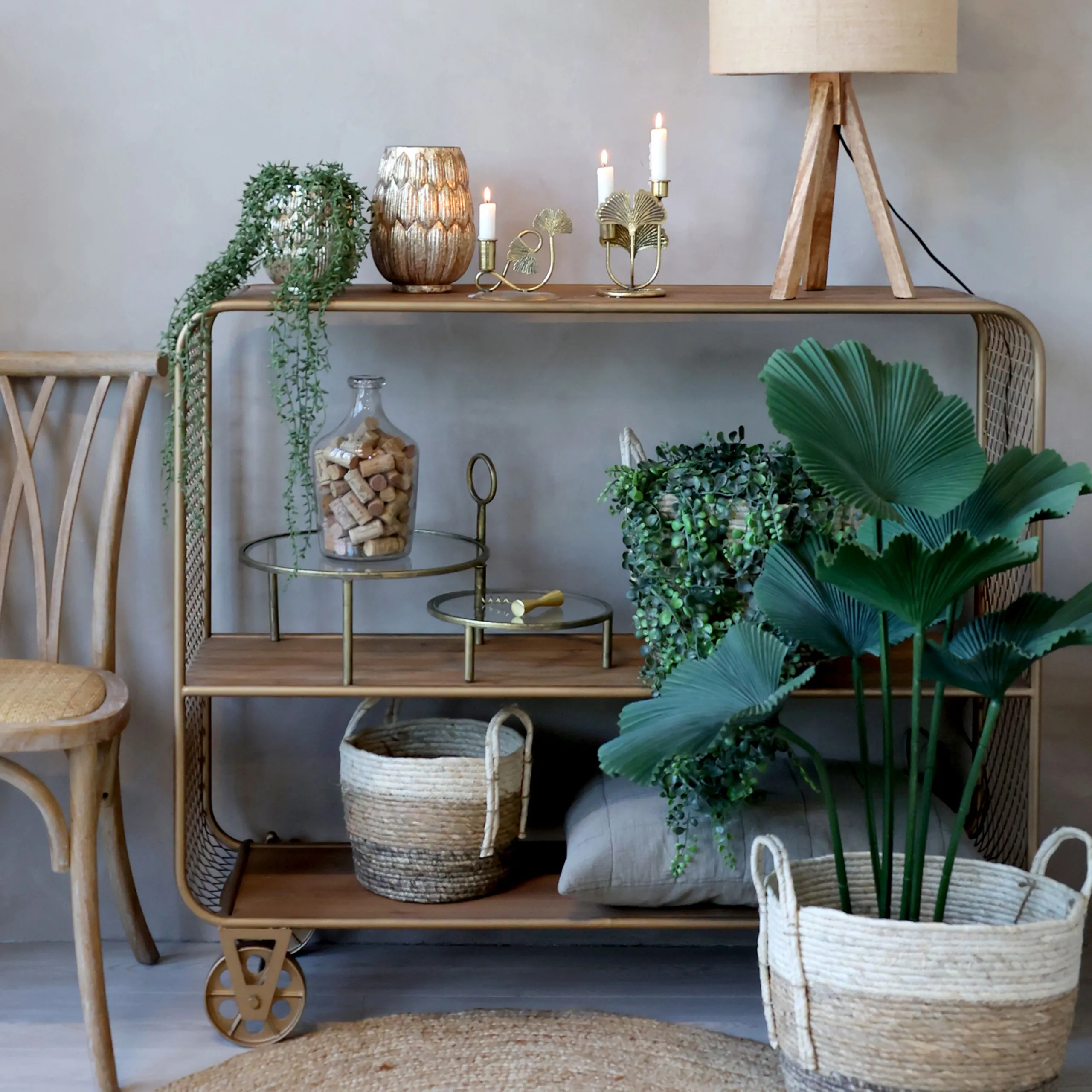 Vintage Servierwagen Konsoltisch Barwagen Élian Gold-Chic Antique